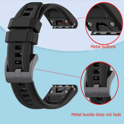 For Garmin Fenix 5 / Fenix 5 Plus Solid Color Black Buckle Silicone Quick Release Watch Band(Black) - Watch Bands by buy2fix | Online Shopping UK | buy2fix