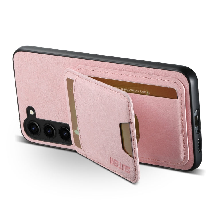 For Samsung Galaxy S24+ 5G Suteni H02 Litchi Leather Card Wallet Stand Back Phone Case(Pink) - Galaxy S24+ 5G Cases by Suteni | Online Shopping UK | buy2fix