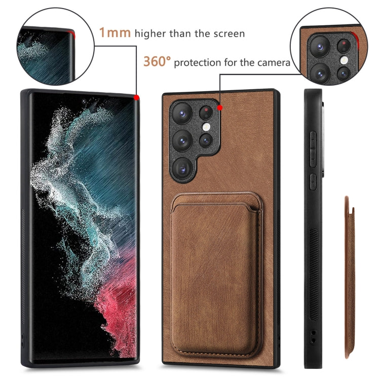 For Samsung Galaxy S22 Ultra 5G Retro Leather Card Bag Magnetic Phone Case(Brown) - Galaxy S22 Ultra 5G Cases by buy2fix | Online Shopping UK | buy2fix