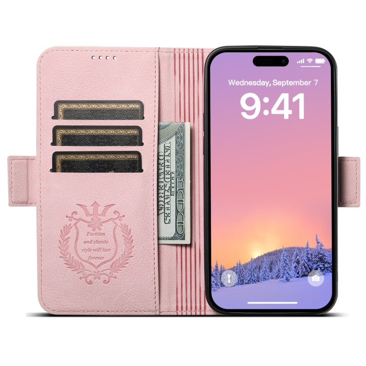 For iPhone 13 Pro Max SUTENI J07 Multifunctional Horizontal Flip Magsafe Leather Phone Case(Pink) - iPhone 13 Pro Max Cases by Suteni | Online Shopping UK | buy2fix