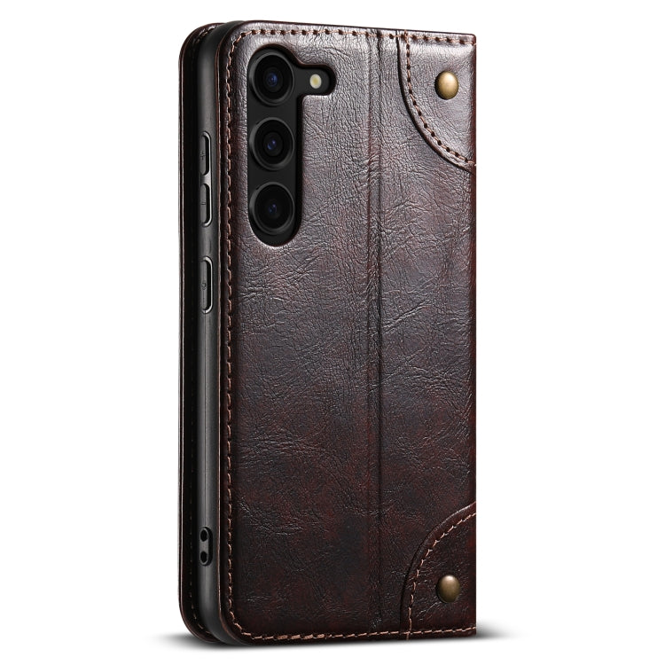 For Samsung Galaxy S24 5G Suteni Baroque Calf Texture Buckle Wallet Leather Phone Case(Brown) - Galaxy S24 5G Cases by Suteni | Online Shopping UK | buy2fix