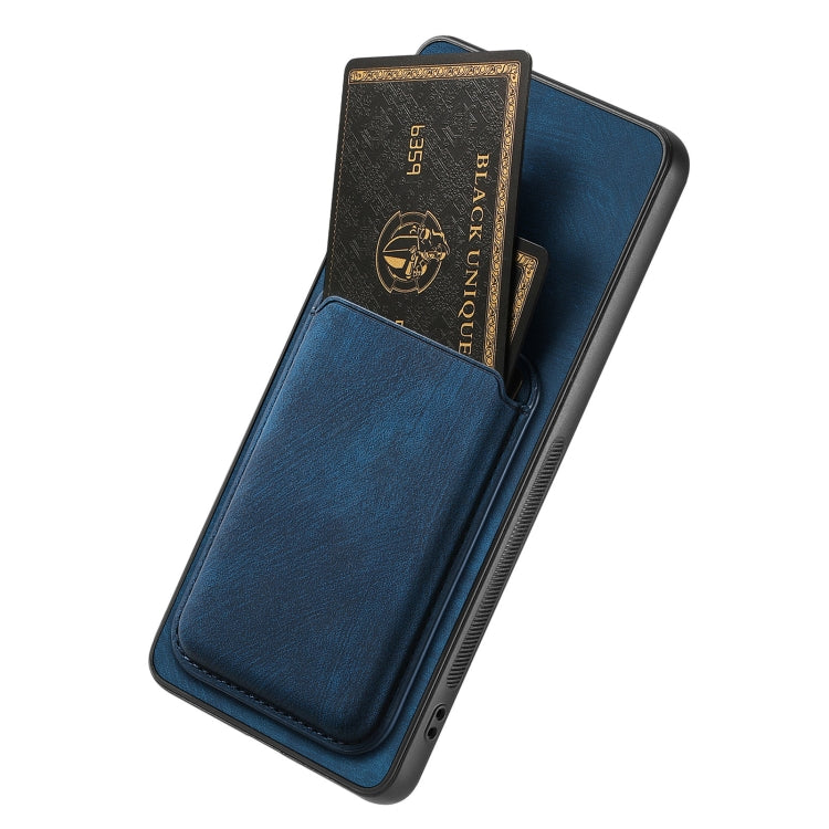 For OPPO A78 4G Retro Leather Card Bag Magnetic Phone Case(Blue) - OPPO Cases by buy2fix | Online Shopping UK | buy2fix