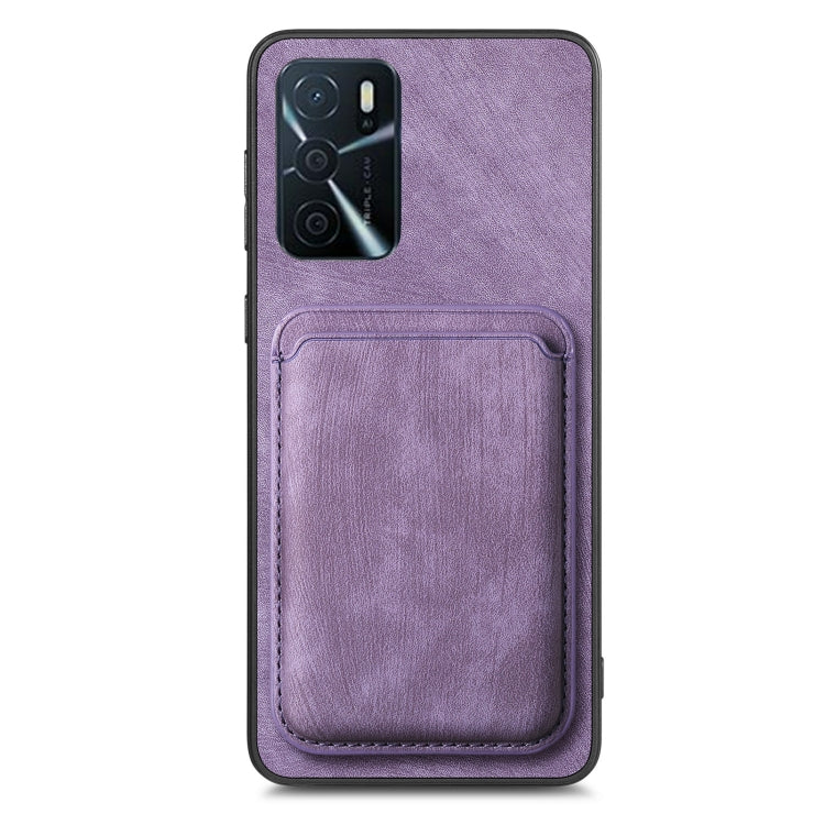 For OPPO A1 5G Retro Leather Card Bag Magnetic Phone Case(Purple) - OPPO Cases by buy2fix | Online Shopping UK | buy2fix