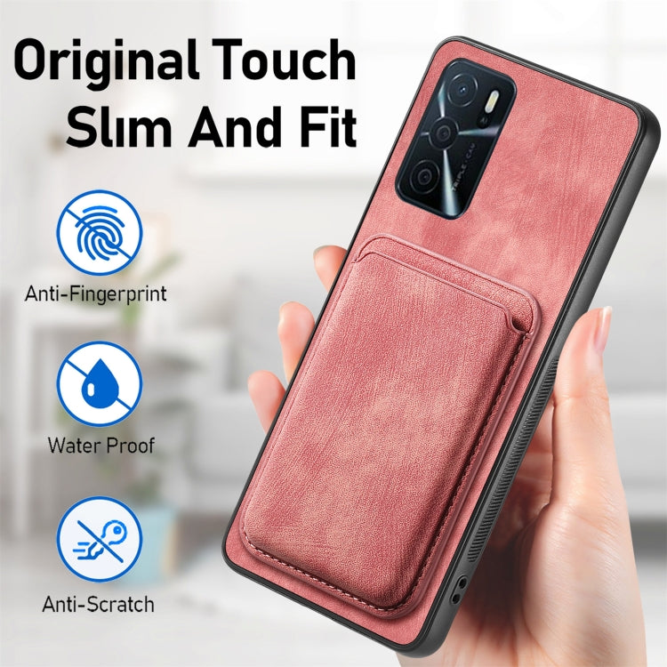 For OPPO F19 Retro Leather Card Bag Magnetic Phone Case(Pink) - OPPO Cases by buy2fix | Online Shopping UK | buy2fix