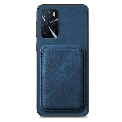 For OPPO A15 Retro Leather Card Bag Magnetic Phone Case(Blue) - OPPO Cases by buy2fix | Online Shopping UK | buy2fix