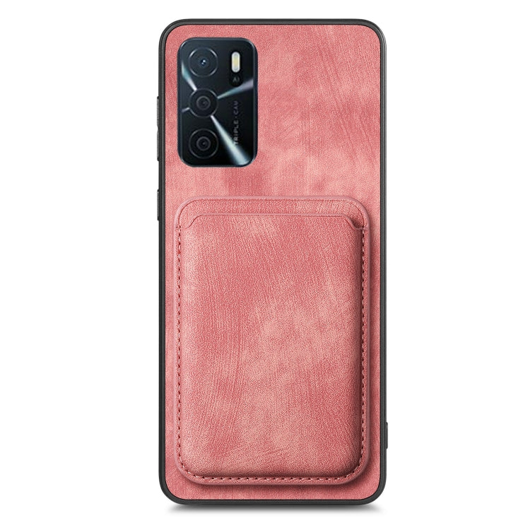 For OPPO A78 5G / A58 5G Retro Leather Card Bag Magnetic Phone Case(Pink) - OPPO Cases by buy2fix | Online Shopping UK | buy2fix