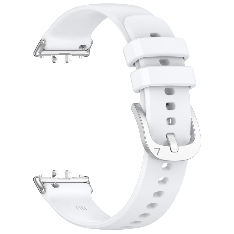 For Samsung Galaxy Fit 3 SM-R390 Metal Connector Liquid Glossy Silicone Watch Band(White) - Watch Bands by buy2fix | Online Shopping UK | buy2fix