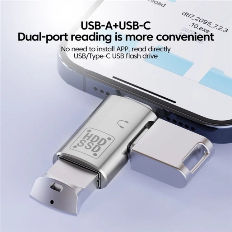 JS-109 USB-C / Type-C to Type-C + USB 3.0 Converter OTG Adapter for Digital Headset and U-Disk(Silver) - OTG Adapter by buy2fix | Online Shopping UK | buy2fix