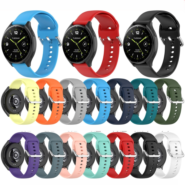 For Xiaomi Watch 2 Solid Color Metal Silver Buckle Silicone Watch Band, Size: L(Purple) - Watch Bands by buy2fix | Online Shopping UK | buy2fix