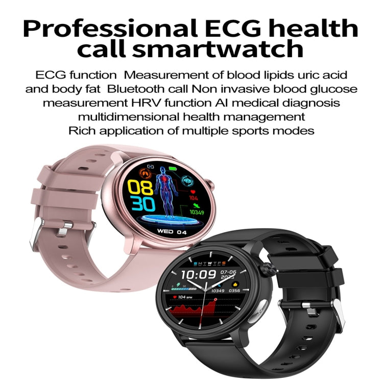 ET470 1.39 inch Color Screen Smart Watch Silicone Strap, Support Bluetooth Call / ECG(Pink) - Smart Watches by buy2fix | Online Shopping UK | buy2fix