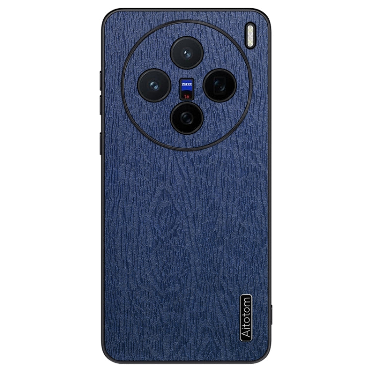 For vivo X200 Tree Bark Leather Shockproof Phone Case(Blue) - X200 Cases by buy2fix | Online Shopping UK | buy2fix