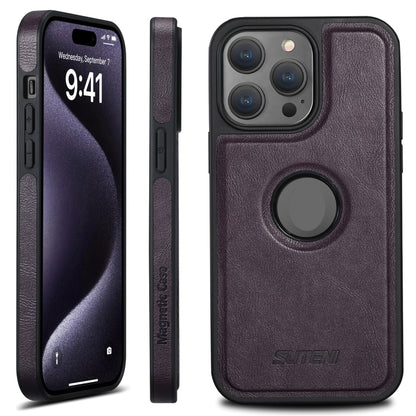 For iPhone 16 Pro Suteni G1 Magsafe Leather Back Phone Case(Purple) - iPhone 16 Pro Cases by Suteni | Online Shopping UK | buy2fix