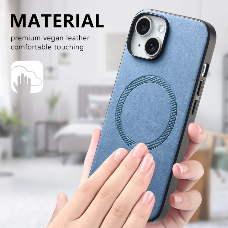 For iPhone 16 Pro Solid Color Retro Magsafe PU Back Cover Phone Case(Blue) - More iPhone Cases by buy2fix | Online Shopping UK | buy2fix