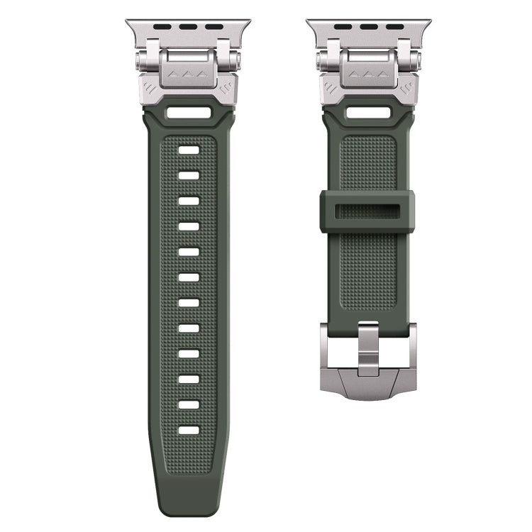 For Apple Watch SE 2022 44mm Silicone Armor Mecha Head Watch Band(Green) - Watch Bands by buy2fix | Online Shopping UK | buy2fix