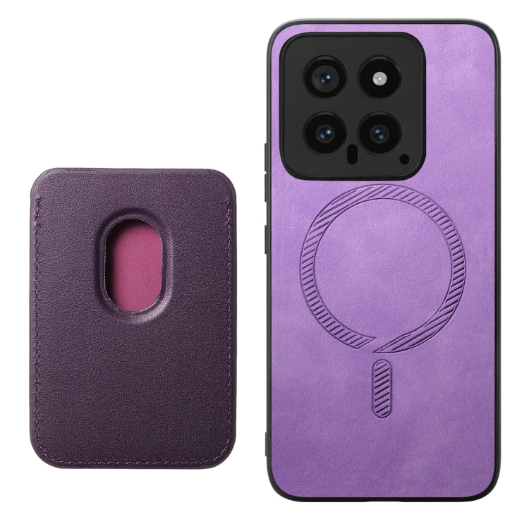 For Xiaomi Redmi K70 / K70 Pro 5G Retro Magsafe Card Bag PU Back Cover Phone Case(Purple) - K70 Pro Cases by buy2fix | Online Shopping UK | buy2fix