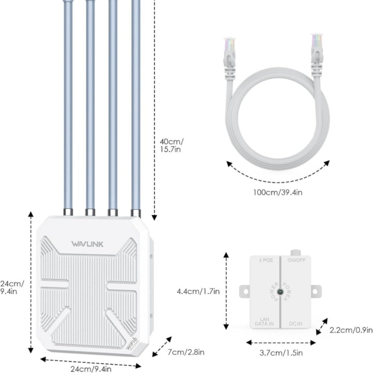 WAVLINK WN573HX3 AX3000 Waterproof Outdoor WiFi Wireless Outdoor Dual Band Router, Plug:EU Plug - Wireless Routers by WAVLINK | Online Shopping UK | buy2fix