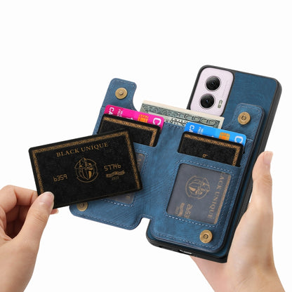 For Motorola G Power 5G 2024 Retro Leather Zipper Wallet Back Phone Case(Blue) - Motorola Cases by buy2fix | Online Shopping UK | buy2fix