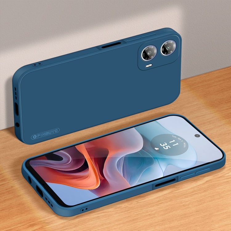 For Motorola Moto G24 / G04 PINWUYO Sense Series Liquid Silicone TPU Phone Case(Blue) - Motorola Cases by PINWUYO | Online Shopping UK | buy2fix