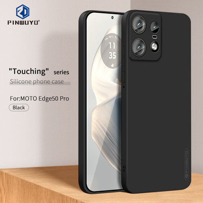For Motorola Edge 50 Pro PINWUYO Sense Series Liquid Silicone TPU Phone Case(Black) - Motorola Cases by PINWUYO | Online Shopping UK | buy2fix