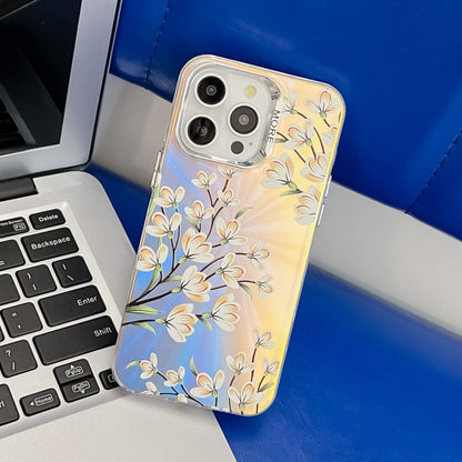 For iPhone 16 Pro Electroplating Laser Flower Texture TPU Phone Case(Pear Blossom AH17) - iPhone 16 Pro Cases by buy2fix | Online Shopping UK | buy2fix