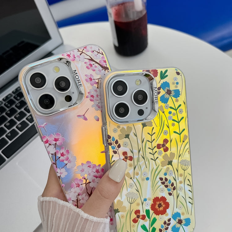 For iPhone 16 Pro Max Electroplating Laser Flower Texture TPU Phone Case(Rose AH15) - iPhone 16 Pro Max Cases by buy2fix | Online Shopping UK | buy2fix