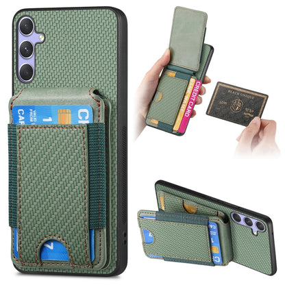 For Samsung Galaxy S25 5G Carbon Fiber Vertical Flip Wallet Stand Phone Case(Green) - Galaxy S25 5G Cases by buy2fix | Online Shopping UK | buy2fix