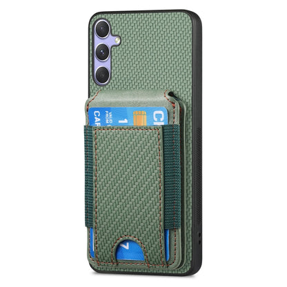 For Samsung Galaxy S25 5G Carbon Fiber Vertical Flip Wallet Stand Phone Case(Green) - Galaxy S25 5G Cases by buy2fix | Online Shopping UK | buy2fix