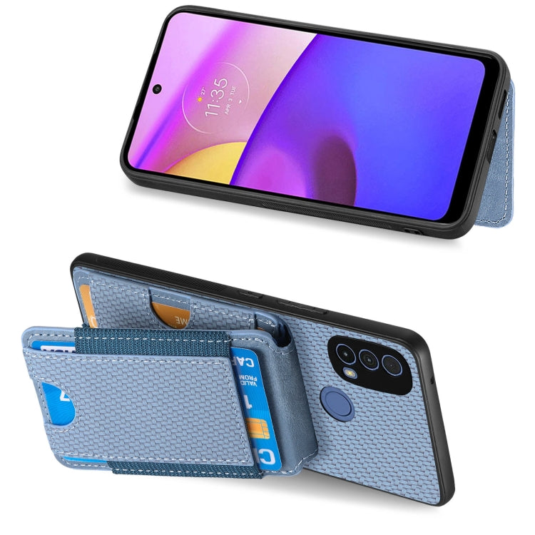 For Motorola Moto G Power 2024 5G Carbon Fiber Vertical Flip Wallet Stand Phone Case(Blue) - Motorola Cases by buy2fix | Online Shopping UK | buy2fix