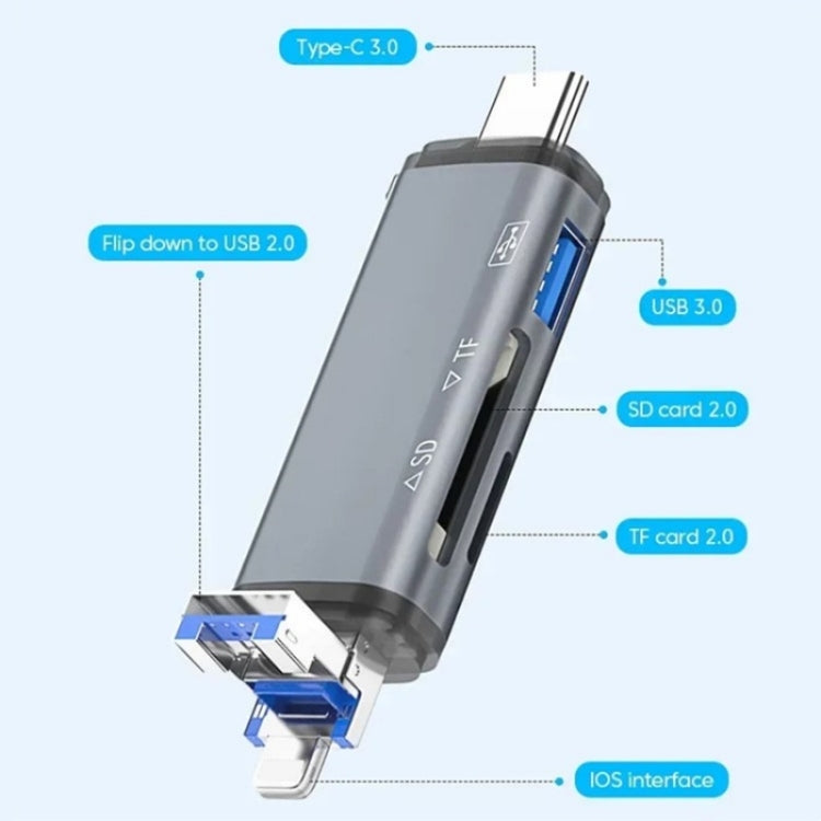 ADS-306 U-Disk Data Transfer Adapter USB / 8 Pin / Type-C Plug SD TF Card Reader - U Disk & Card Reader by buy2fix | Online Shopping UK | buy2fix