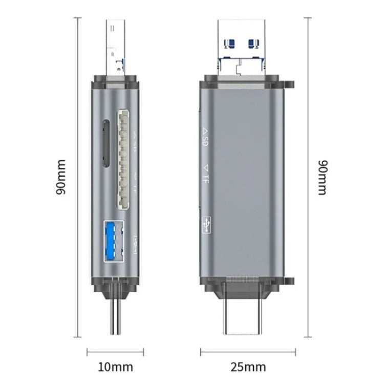 ADS-306 U-Disk Data Transfer Adapter USB / 8 Pin / Type-C Plug SD TF Card Reader - U Disk & Card Reader by buy2fix | Online Shopping UK | buy2fix