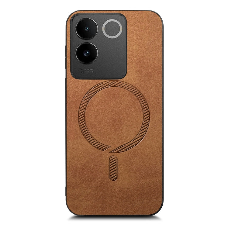 For vivo S18 / S18 Pro 5G Retro Magsafe Magnetic PU Back Cover Phone Case(Brown) - S18 Pro Cases by buy2fix | Online Shopping UK | buy2fix