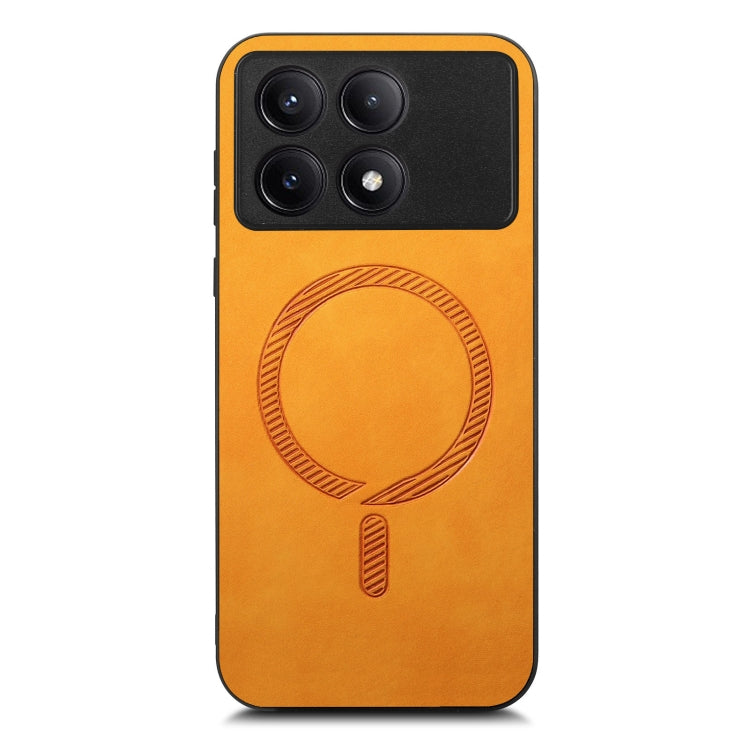 For Xiaomi Redmi K70 / K70 Pro 5G Solid Color Retro Magsafe PU Back Cover Phone Case(Yellow) - K70 Pro Cases by buy2fix | Online Shopping UK | buy2fix