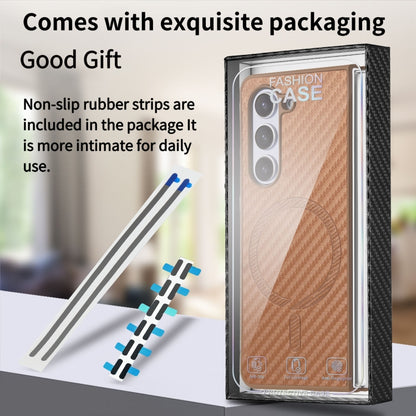 For Samsung Galaxy Z Fold6 Carbon Fiber Magsafe Phone Case(Brown) - Galaxy Z Flip6 5G Cases by buy2fix | Online Shopping UK | buy2fix