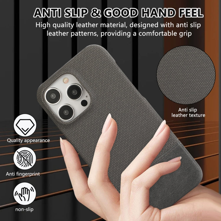 For iPhone 16 Stitching Cloth PU Shockproof Phone Case(Grey) - iPhone 16 Cases by buy2fix | Online Shopping UK | buy2fix