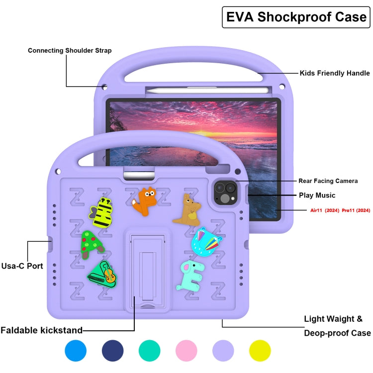 For iPad Air 11 2024 Cartoon Sparrow EVA Shockproof Tablet Case(Taro Purple) - iPad Air 11 2024 Cases by buy2fix | Online Shopping UK | buy2fix