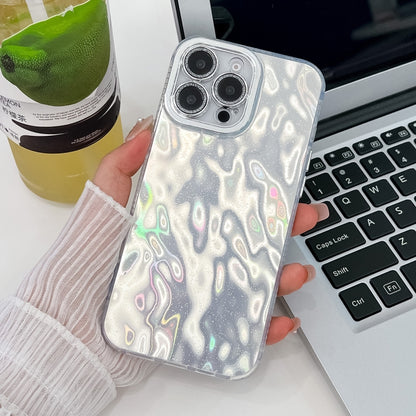 For iPhone 16 Pro Plating Glitter Texture TPU Phone Case with Lens Film(White Wrinkles) - iPhone 16 Pro Cases by buy2fix | Online Shopping UK | buy2fix