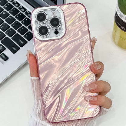 For iPhone 16 Pro Plating Glitter Texture TPU Phone Case with Lens Film(Pink Water Ripples) - iPhone 16 Pro Cases by buy2fix | Online Shopping UK | buy2fix