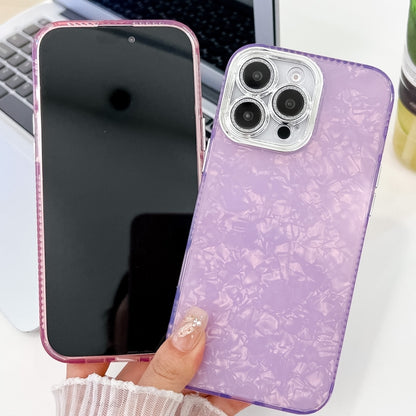 For iPhone 16 Pro Plating Glitter Texture TPU Phone Case with Lens Film(Pink Feather Yarn) - iPhone 16 Pro Cases by buy2fix | Online Shopping UK | buy2fix