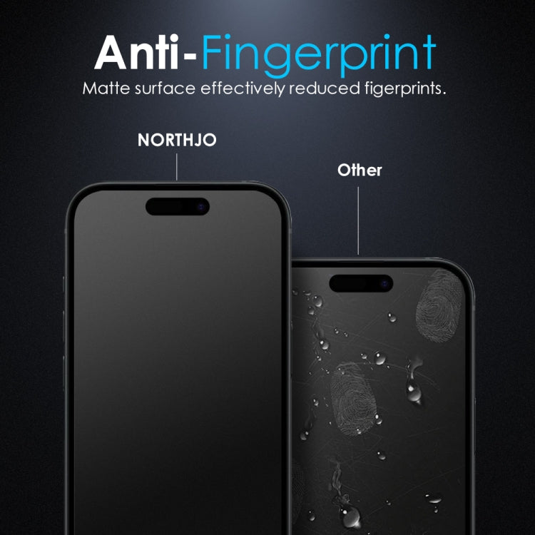 For iPhone 16 NORTHJO Matte Silkscreen Anti-Fingerprint Tempered Glass Film - iPhone 16 Tempered Glass by NORTHJO | Online Shopping UK | buy2fix