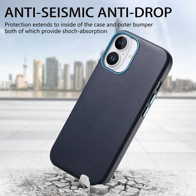 For iPhone 16 Electroplated Metal Button Shockproof Phone Case(Dark Blue) - iPhone 16 Cases by buy2fix | Online Shopping UK | buy2fix