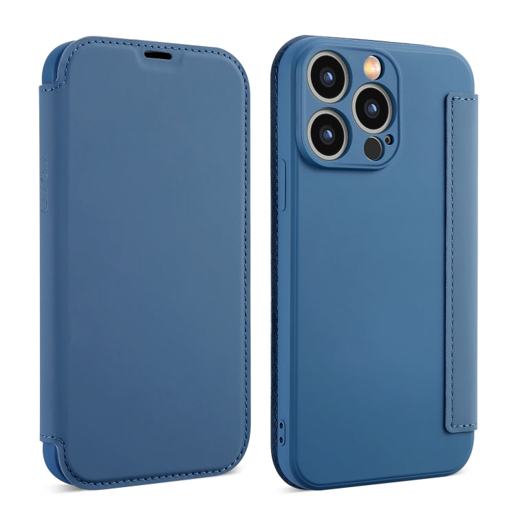 For iPhone 16 Imitate Liquid Skin Feel Leather Phone Case with Card Slots(Blue) - iPhone 16 Cases by buy2fix | Online Shopping UK | buy2fix