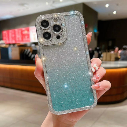 For iPhone 16 Pro Diamond Gradient Glitter Plated TPU Phone Case(Green) - iPhone 16 Pro Cases by buy2fix | Online Shopping UK | buy2fix