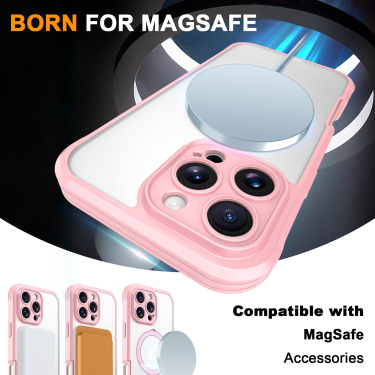 For iPhone 16 Pro Skin Feel MagSafe Holder 360 Full Body Phone Case(Pink) - iPhone 16 Pro Cases by buy2fix | Online Shopping UK | buy2fix