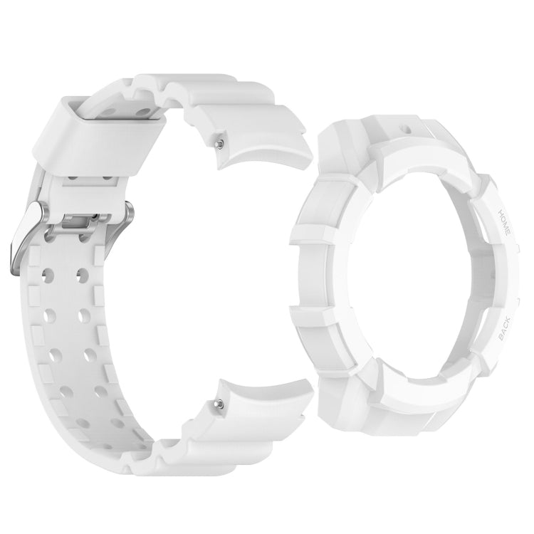 For Samsung Galaxy Watch 7 40mm Armor Silicone Watch Band with Watch Case Set(White) - Watch Bands by buy2fix | Online Shopping UK | buy2fix