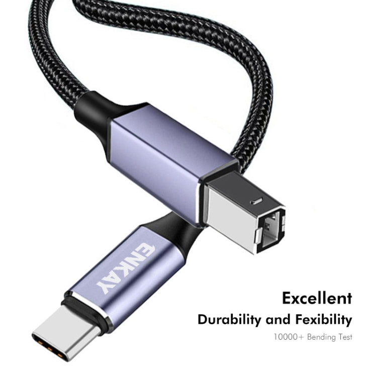 ENKAY ENK-CB170 USB C / Type-C to USB 2.0 B Printer Scanner Nylon Braided Cable, Length:2m - Cable & Adapters by ENKAY | Online Shopping UK | buy2fix