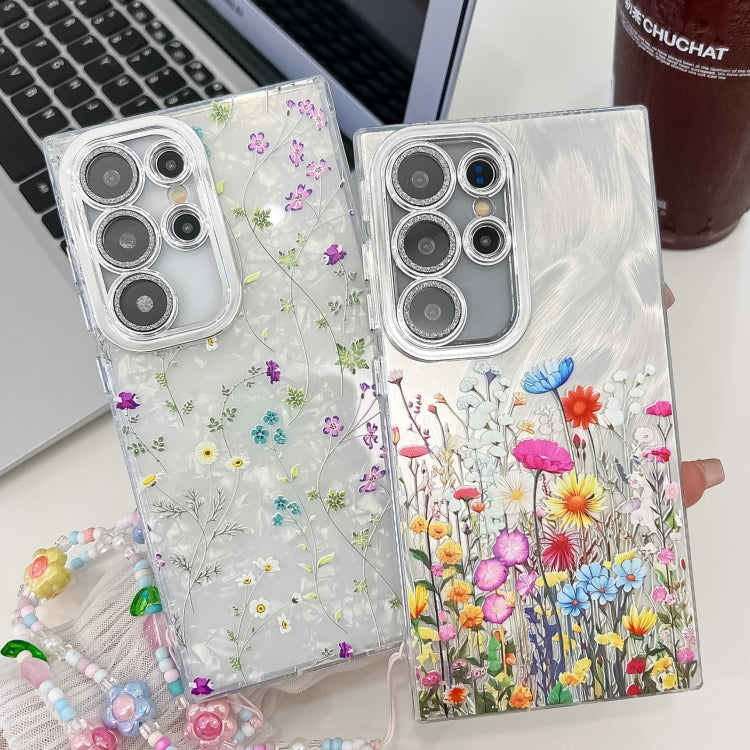 For Samsung Galaxy S25 5G Electroplating Flower Texture Wristband TPU Phone Case(Flowers SH4) - Galaxy S25 5G Cases by buy2fix | Online Shopping UK | buy2fix