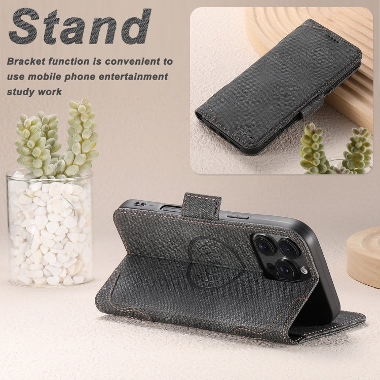 For iPhone 16 Plus Suteni J07 Multi-functional Horizontal MagSafe Denim Leather Phone Case(Black) - iPhone 16 Plus Cases by Suteni | Online Shopping UK | buy2fix