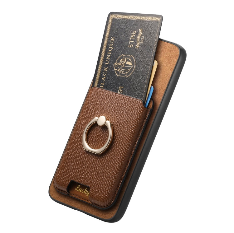 For Samsung Galaxy S25+ 5G Retro Cross Leather Ring Vertical Insert Card Bag MagSafe Phone Case(Brown) - Galaxy S25+ 5G Cases by buy2fix | Online Shopping UK | buy2fix