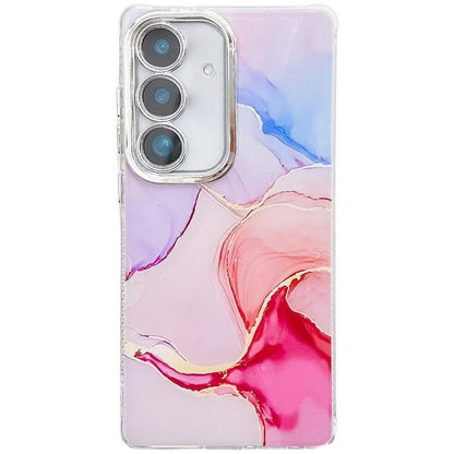 For Samsung Galaxy S25 5G Electroplated Marble Texture Phone Case(Red M7) - Galaxy S25 5G Cases by buy2fix | Online Shopping UK | buy2fix