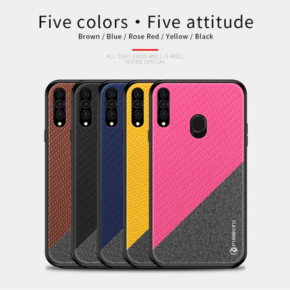 For Galaxy A20S PINWUYO Rong Series  Shockproof PC + TPU+ Chemical Fiber Cloth Protective Cover(Black) - Galaxy Phone Cases by PINWUYO | Online Shopping UK | buy2fix